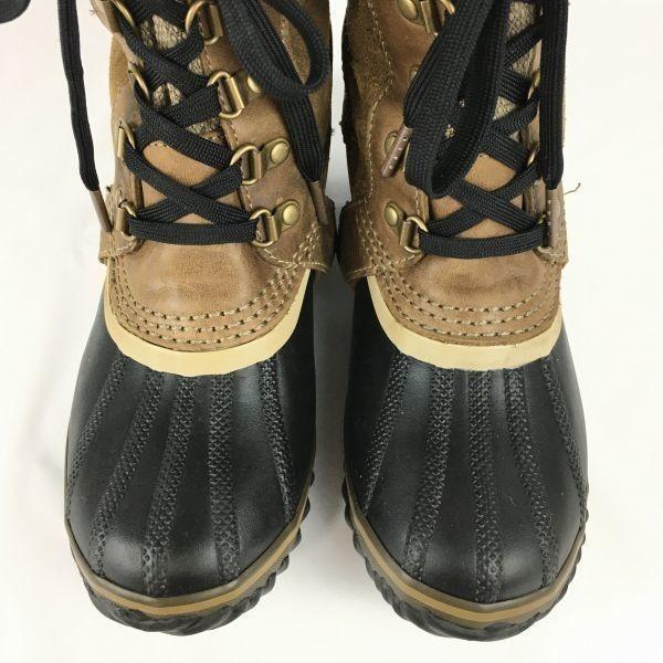 Sorel Echtleder Schneestiefel Braun Größe 23.5 Damen Mit Gürtel(GEBRAUCHT)