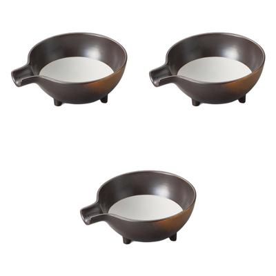 Setomonohonpo Set of 3 Small Yakishime Katakuchi Condiment Mortars X 8 X Small Ceramic Bowls (Setomonohonpo) [9.5 4cm]