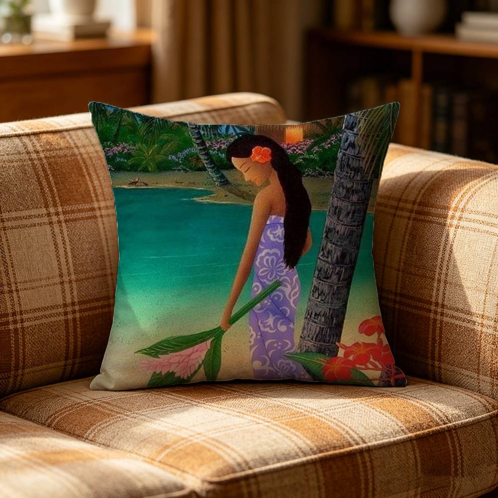 Hinano Tahiti Girl Polynesia Pillow Case Cushion Cover Throw Pillow Case For Car Sofa