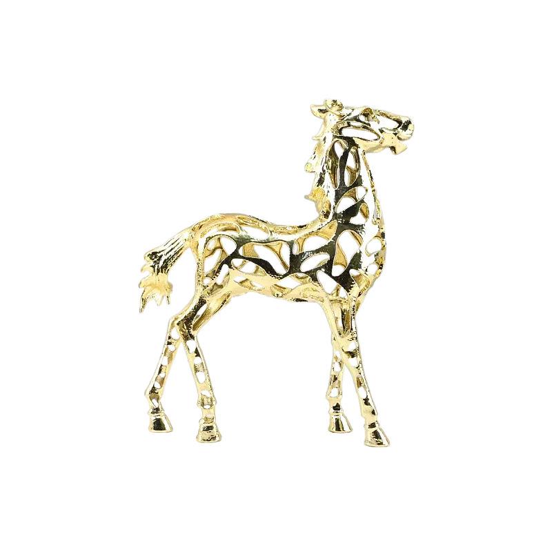 Creative Electroplated Gold Metal Horse Sculpture Luxury Electroplated Hollow Horse Animal Statue Office Living Room Decoration