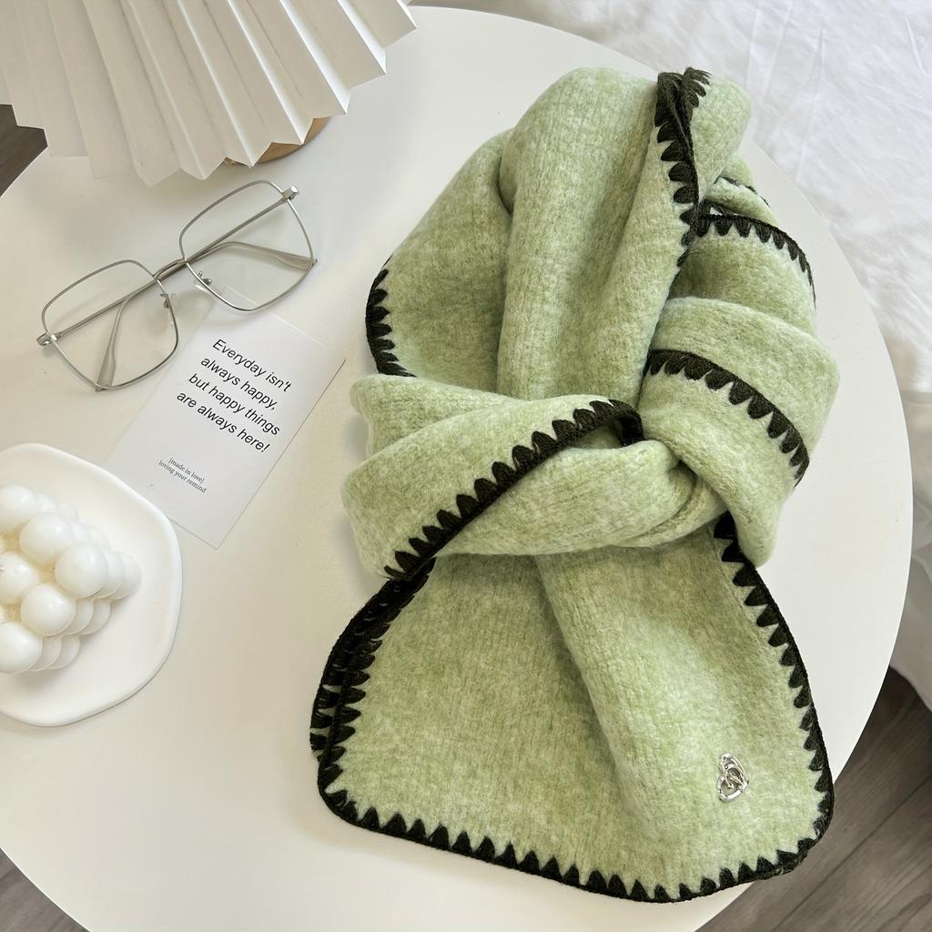 1pcs Winter Scarf Women Imitation Cashmere Knitted Korean Vintage Style Warm Fashion Accessory Coat Accessories