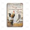 Funny Welcome to The Farm Metal Signs Vintage Art Chicken Poster Metal Tin Sign Perfect Gift for Garden Farm Shop Wall Decor