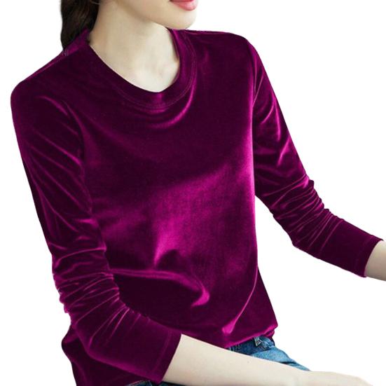 

Women Bottoming Shirt Crew Neck Dressing Super Soft Trendy Pure Color Korean T-shirt Pullover Top Clothing L рожевий червоний колір