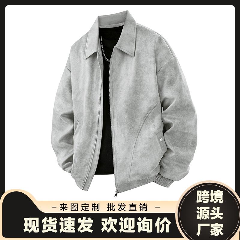 Men's leather jacket, spring/autumn tie-dye, PU washed brushed flight rogue, stylish stand-collar motorcycle slim-fit leather jacket for men