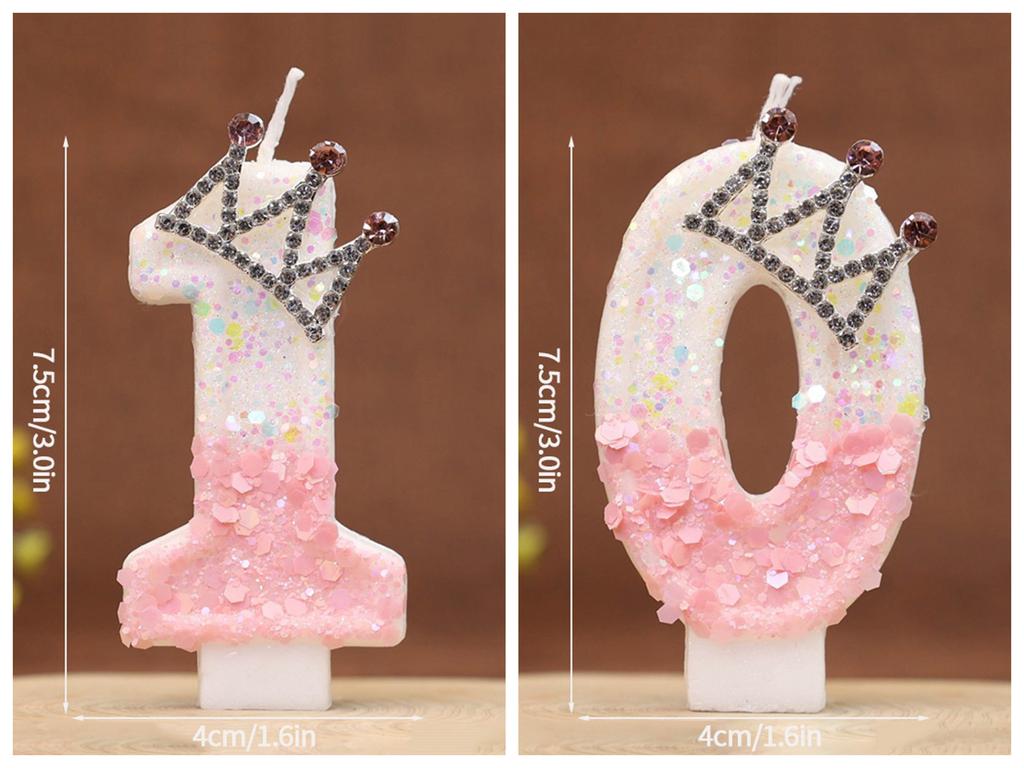 Birthday Number 0-9 Candles Crown Number Candles Happy Birthday Cake Decorated Baby Shower Insert Decor Festival Supplies