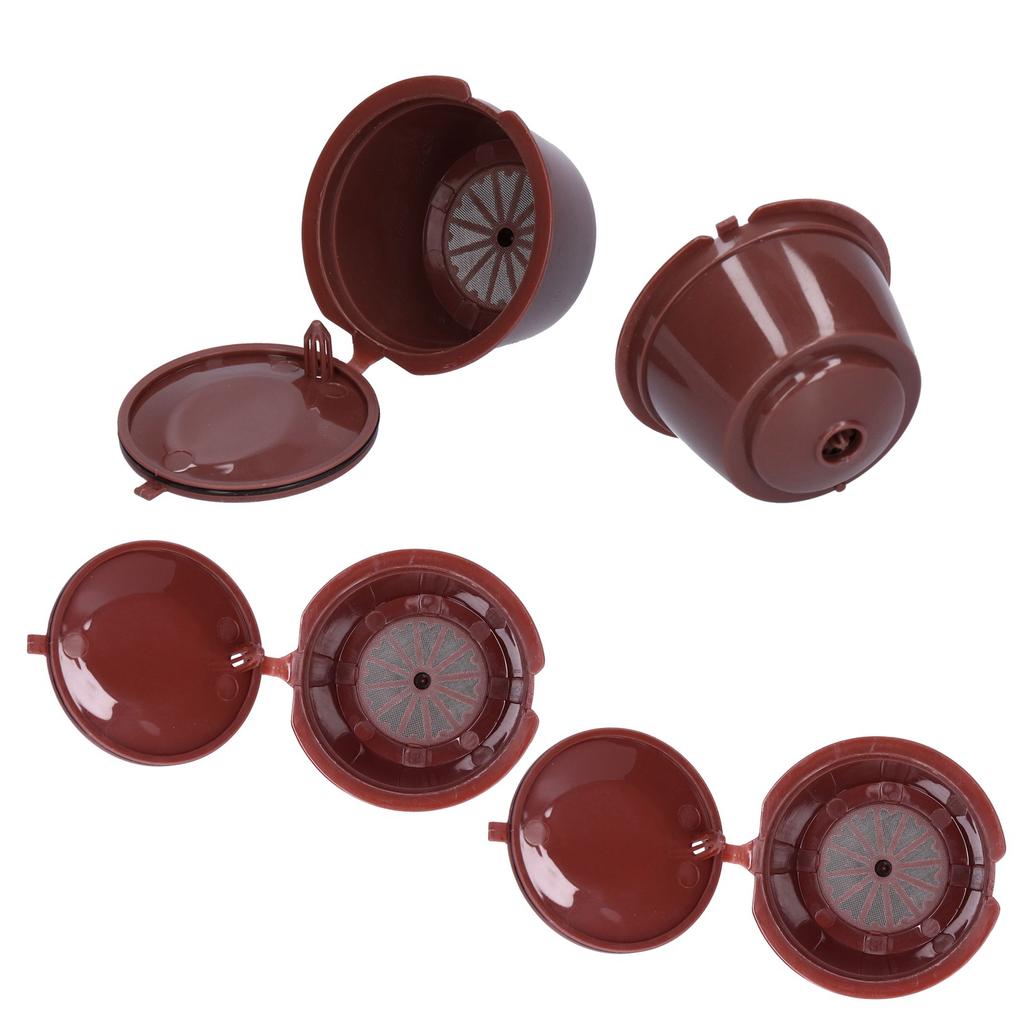 Refillable Coffee Capsule Reusable Coffee Filter for Dolce Gusto Machine with Spoon BrushBrown