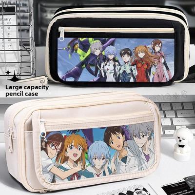 Evangelion Anime Pencil Case, EVA Cute Cartoon Printed Pen Bag for School, Large Capacity Pouch,Holder for Office College