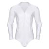 Mens Figure Skating Latin Dance Bodysuit V Neck Long Sleeve Sparkling Rhinestones Stage Performance Leotard