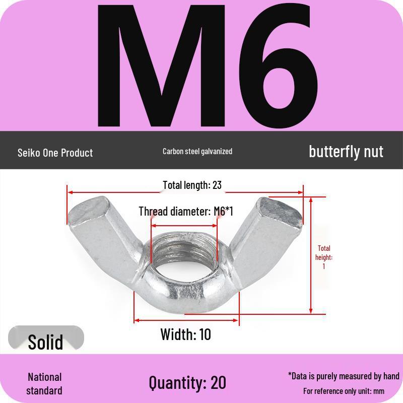 National Standard Galvanized Hand-Tightened Butterfly Nut Cap M3-M12