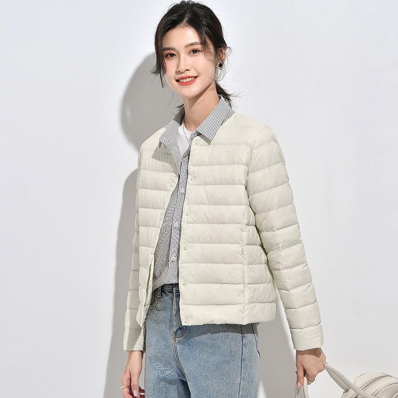 Light Down Jacket Women's Short Autumn and Winter Light Liner Wear Inner Round Neck Warm Large Size Coat