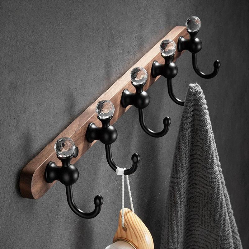 Brushed Gold/Black Bathroom Hook Walnut Wall Hanging Coat Hat Hook Row Hook Door Back Porch Row Hook Bathroom Hardware