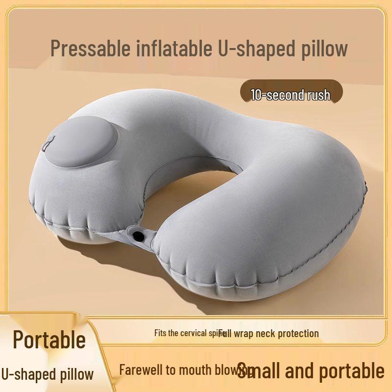 Inflatable U-Shaped Travel Neck Pillow for Car & Airplane