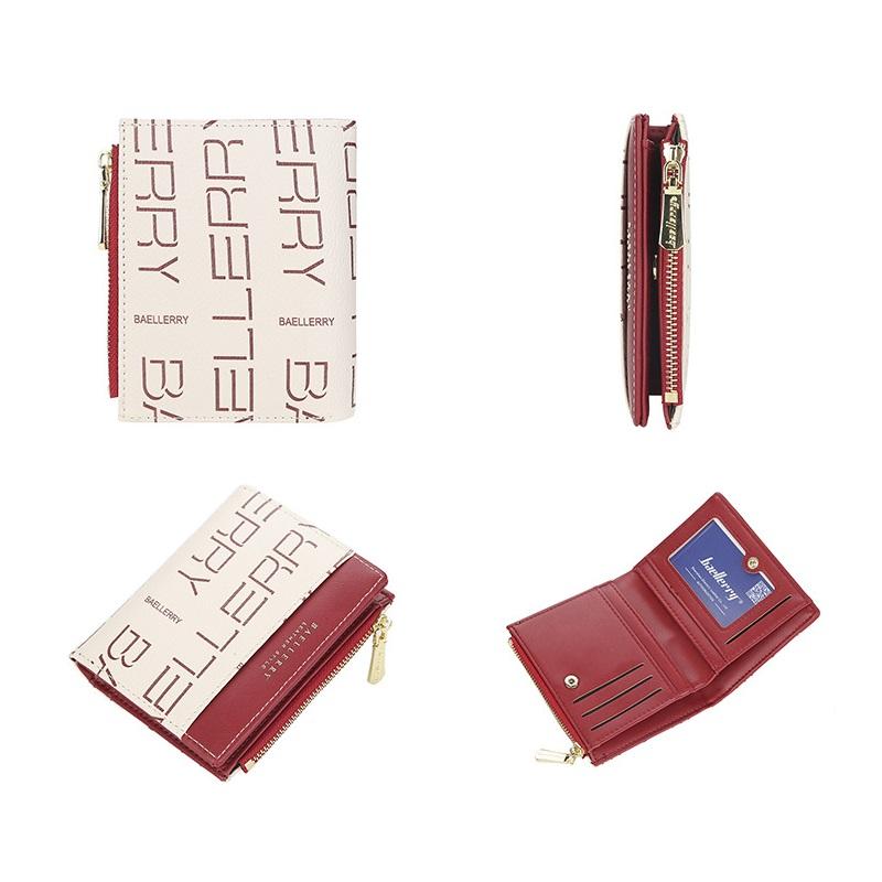 Baellerry Mulheres impressas carteiras curtas bifold couro artificial vintage zíper moeda bolsa titular do cartão carteira