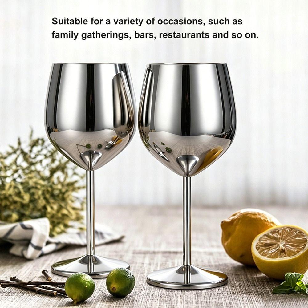 2 Stück 350ml Edelstahl Stiel- Weingläser Edelstahl 304 Weinglas Hochzeit