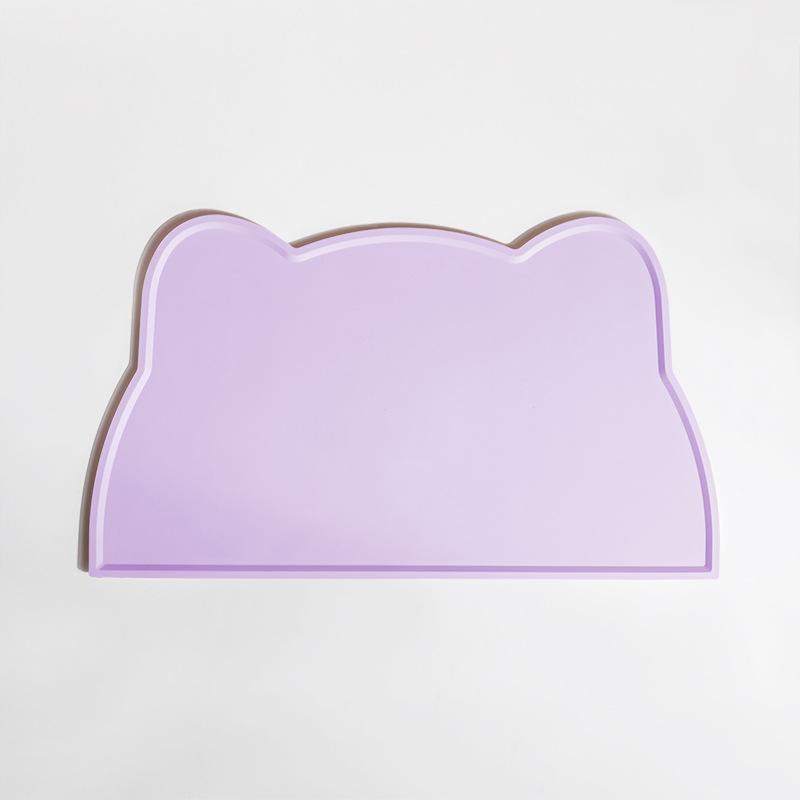 Tapis de table anti-renversement en silicone pour bébé Tapis de table type chat Tapis de table pour enfants Antidérapant, résistant à l'humidité et facile à nettoyer Tapis de table pour enfants violet