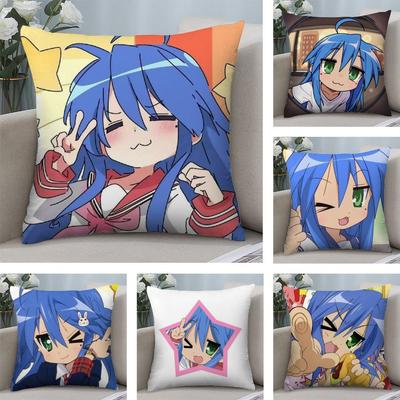 Anime L-Lucky Star K-konata Kissenbezug Weicher Plüschstoff Zweiseitig Bedruckter Sofakissenbezug für Alle Jahreszeiten Heimdekoration