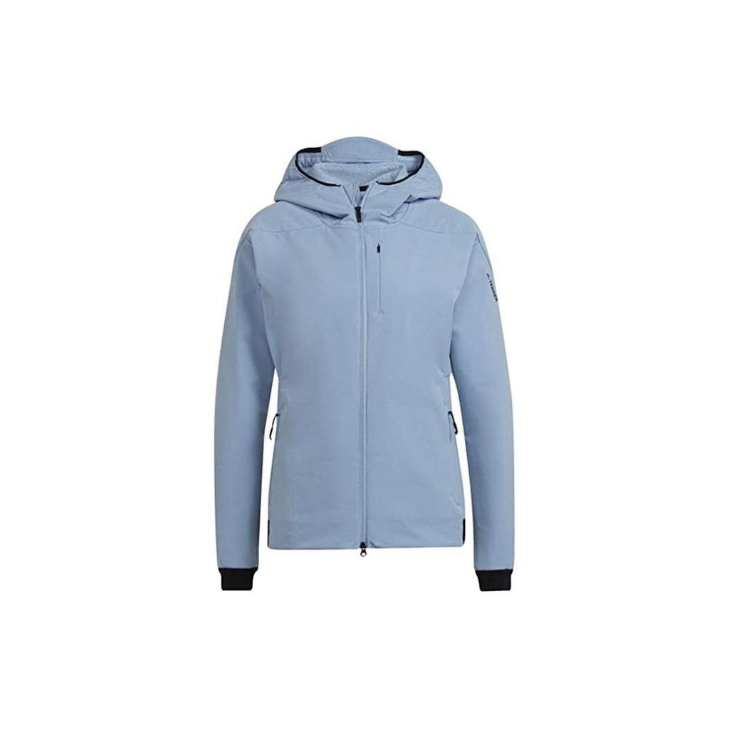 Adidas Solid Color Pocket Detail Hooded Jacket Women Jacket Sky-Blue GQ4255