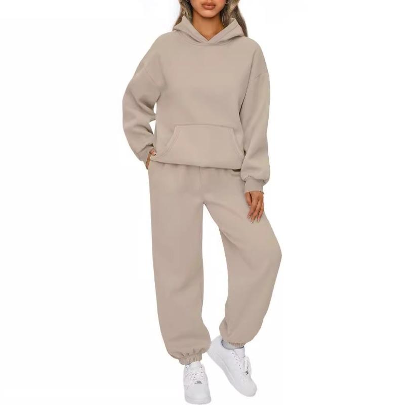 Women's Fall/Winter Casual Two-Piece Set Hooded Sweatshirt and Sweatpants