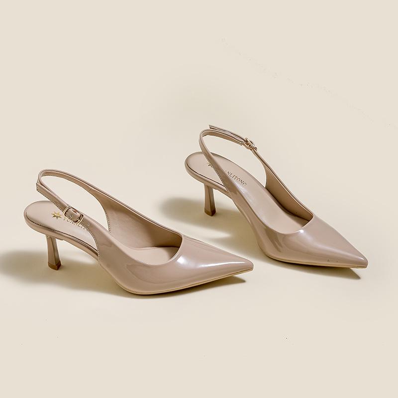 Grape Mother Elegant Two Wear Kitten High Heels Women's Fashion Temperament Single Shoes Fine Heel High Sense French Pointed Women's Shoes