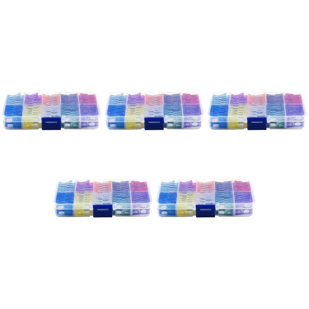 100-500 szt. Zestaw bezpieczników samochodowych Asortyment bezpieczników samochodowych Bezpieczniki typu płaskiego Zestaw asortymentowy z pudełkiem 2A 3A 5A 7,5A 10A 15A 20A 25A 30A 35A 10 typów