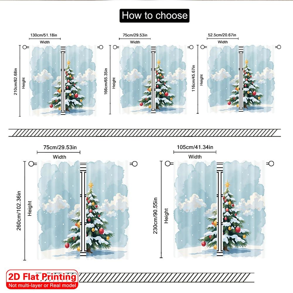 2pcs 2D Flat Printing Merry Christmas Drapes Christmas Tree Baubles Festive Polyester Without Electricity Festive Holiday