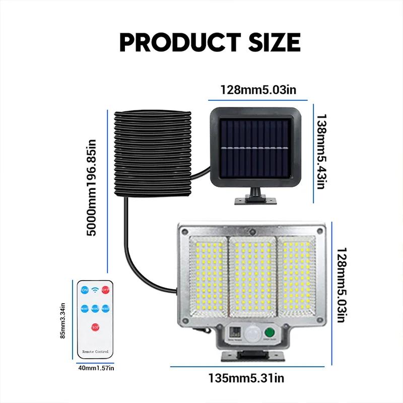 1PC 192 LED Split Solar Light Outdoor Waterproof with Motion Sensor Floodlight Remote Control 3 Modes for Patio Garage Backyard