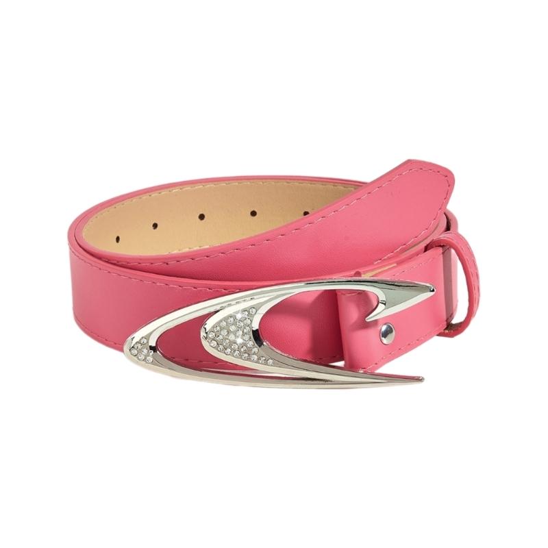 Punk PU Taillengürtel für Jeans Rock and Roll Hip Hop Nietengürtel Taillenband Glitzernde Schnalle mit Inkrustierten Strasssteinen