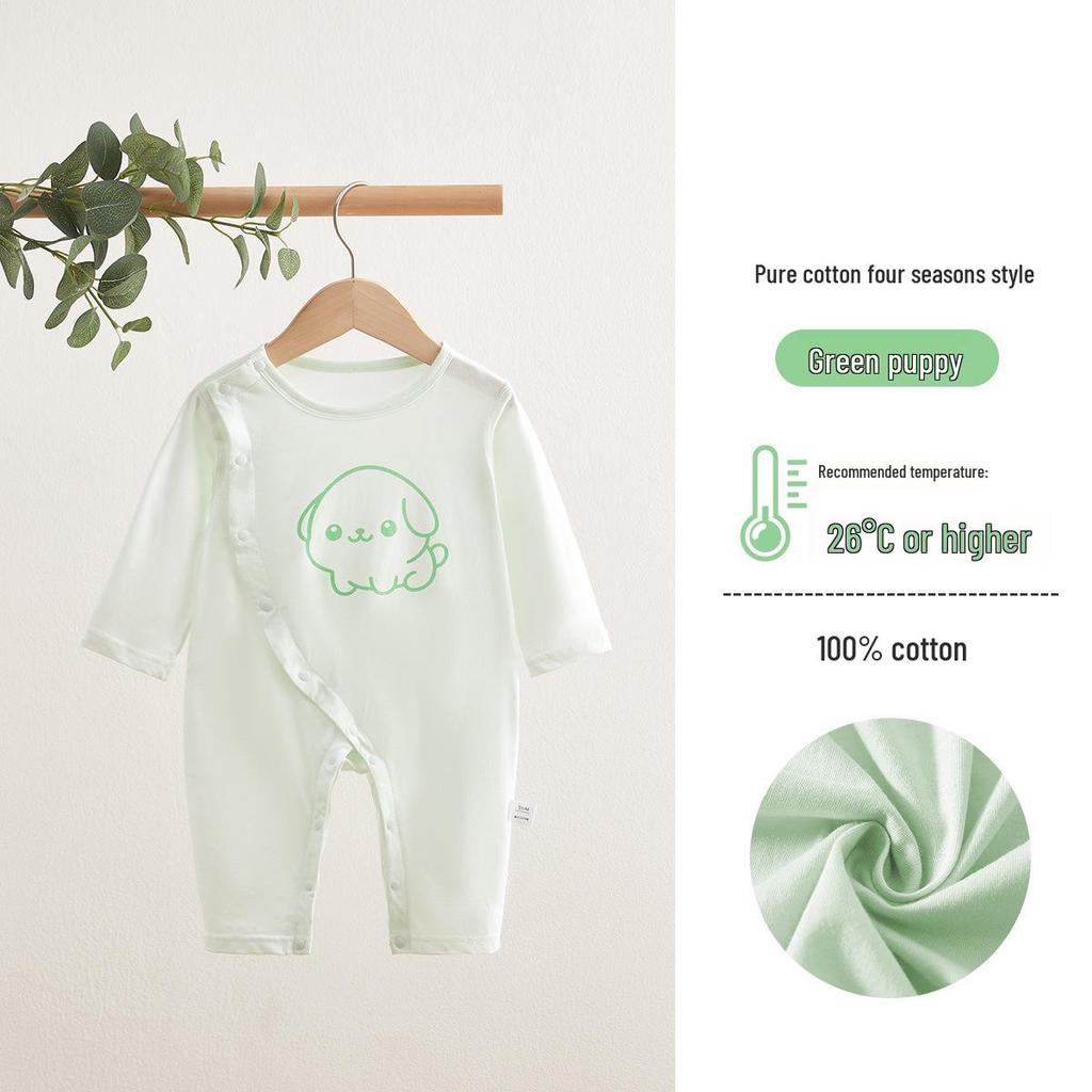 Spring & Autumn Baby Jumpsuit: Double Layer Belly Protection, Ultra-Thin Ice Silk Crawling Bodysuit, Boneless Close-Fitting Pajamas