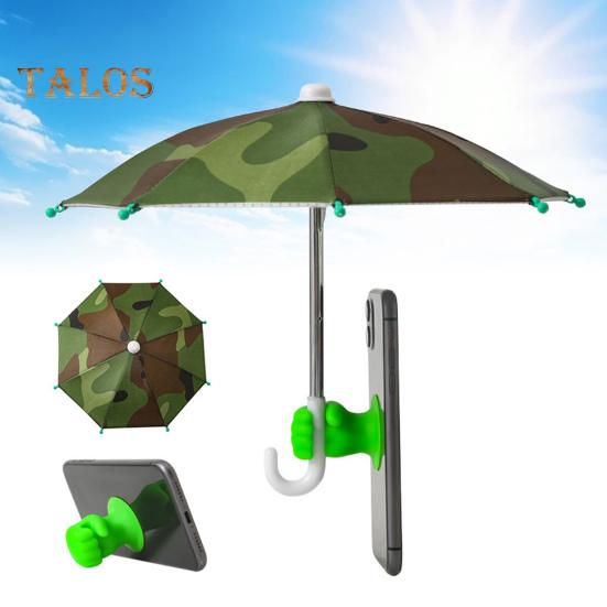 Ombrello per Telefono con Ventosa a Pugno Protezione UV Mini Universale Antivento Parasole Ombrello per Cellulare Accessori per Telefono