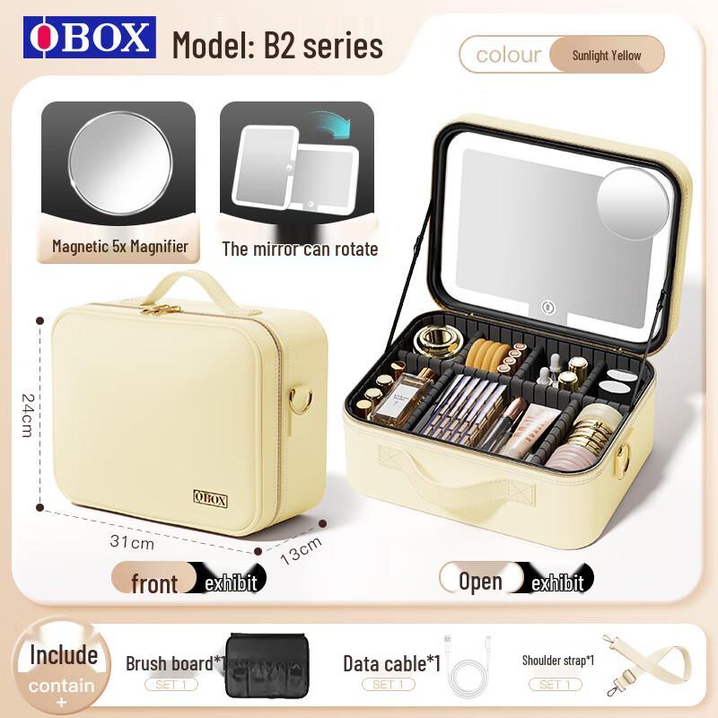 OBOX Portable Travel Cosmetic Bag with Mirror 12 inch Large