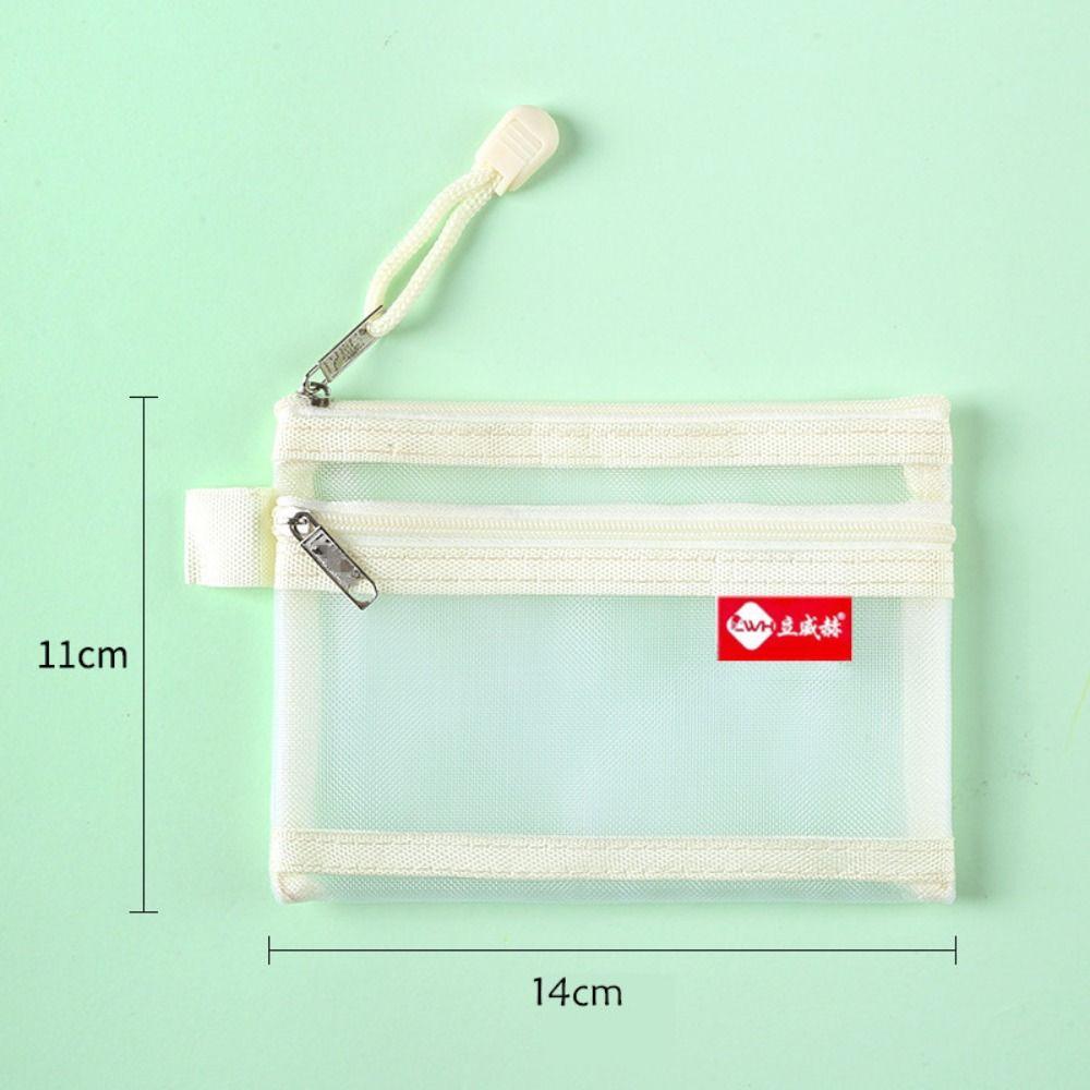 Portable Bus ID Credit Card Storage Bag Small Mesh Double Layer Coin Bags Money Wallet Purse Earphone Cable Line Organizer Pouch