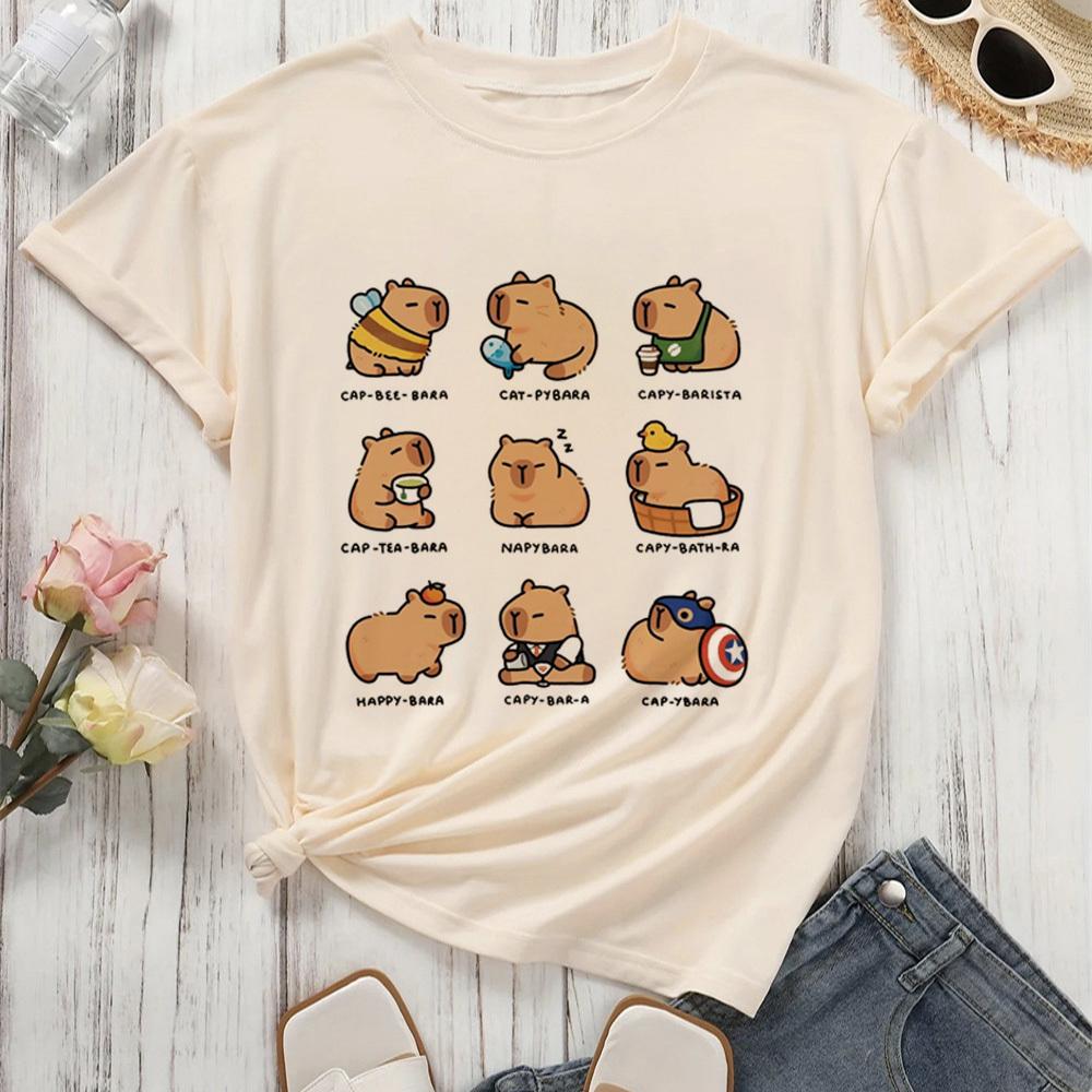 Capybara Kapibara shirt female Breathable kawaii Grunge Trendy top tees Colorful harajuku Y2k Breathable Grunge Comfortable