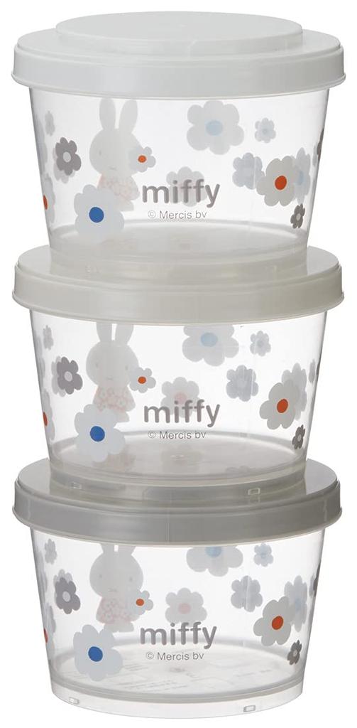 Skater Storage for Side Miffy Made in Japan SIJ3-A Containers, 3-Pack, 240ml, Dishes, Monotone,