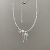 Broken Silver Bow Pearl Necklace Light Luxury Niche High-end Clavicle Chain New Neck Chain Accessories Women's Models