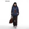 2025 Autumn/Winter Unisex V-Neck Retro Badge Embroidery Sweatshirt