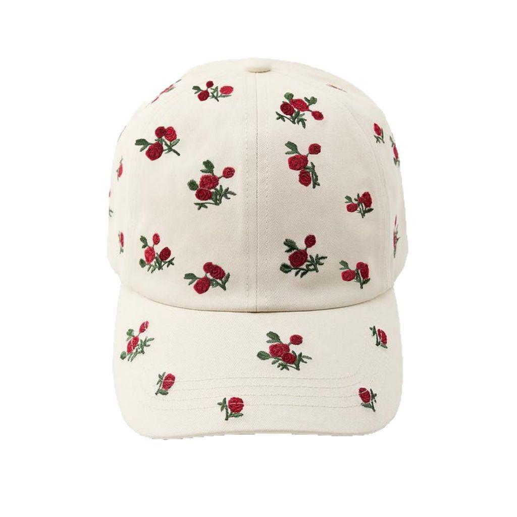 Versatile Embroidery Women's Baseball Sun Hat Fashion Couple's High Density Embroidery Craft Strawberry Thorn
