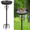 Bird Waterer Bird Feeder Spacious Iron Art Bird Bath with Ground Insert Outdoor Birdbath Bowl with 5-prong Metal Base Winter Gar