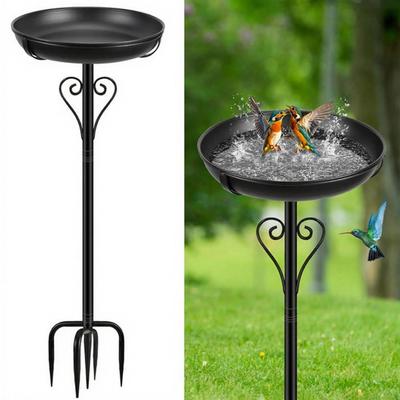 Bird Bath Outdoors Spacious Iron Art Birdbath With Ground Insert Installation Garden Patio Lawn Yard Bird Feeder Decor Bird Bath