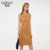 GOELIA Faux Suede Sleeveless A-Line Dress