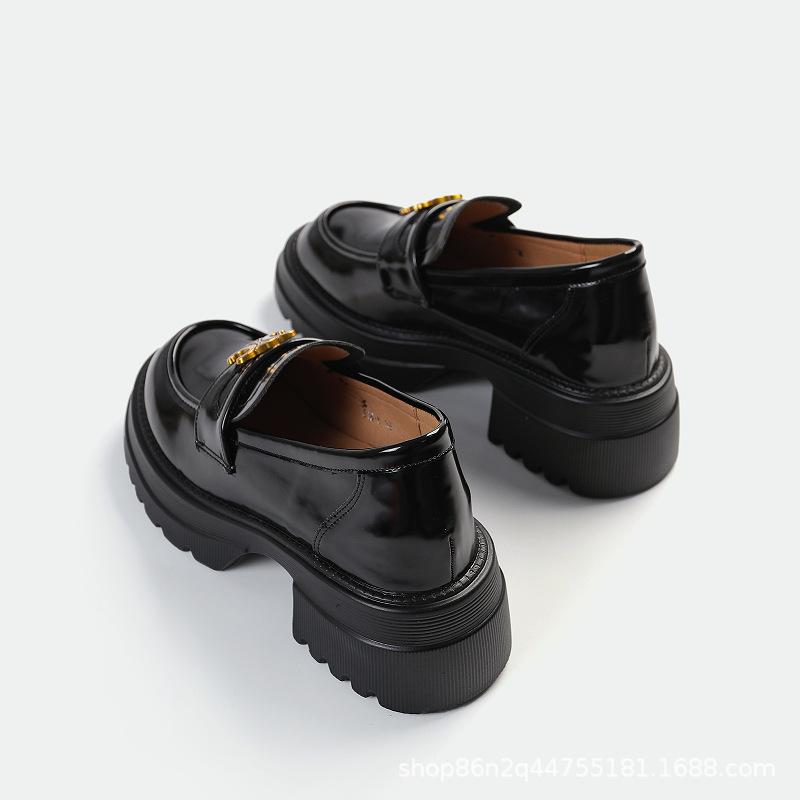 Thick-soled Inner Height-increasing Women's Shoes, 33 Small Size 34 Loafers for Women's 2025 Spring New British Style Small Leather Shoes