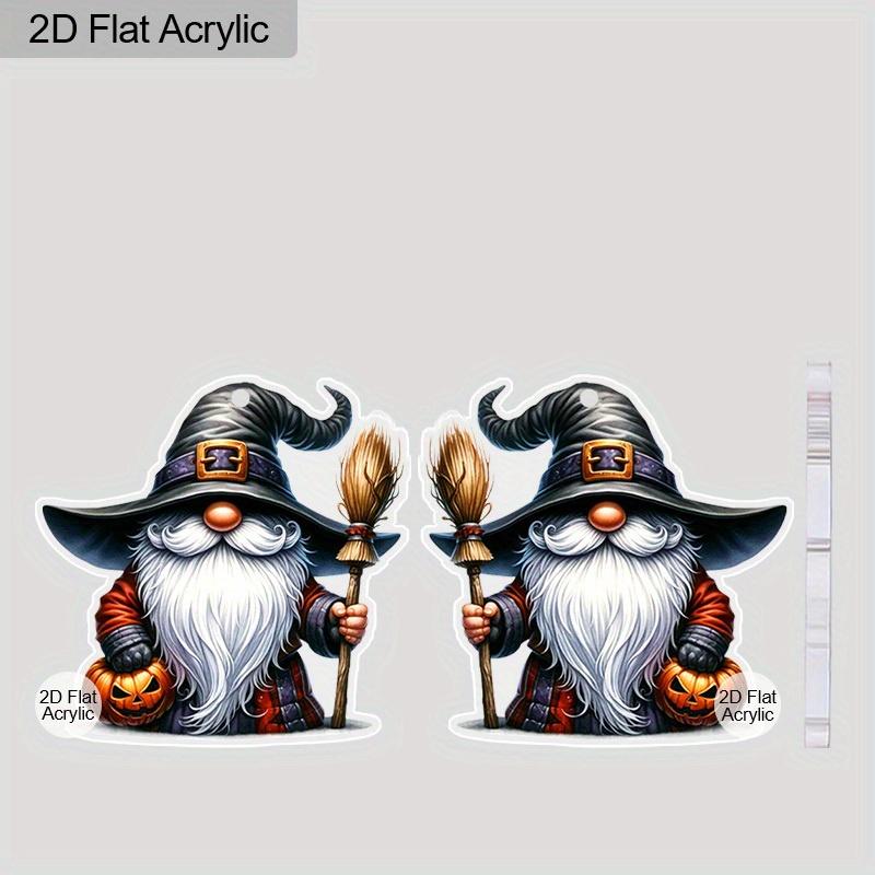 2D Ploché Halloweenské Náušnice Roztomilý Akrylový Černý Skřítek s Čarodějnickým Kloboukem Náušnice Dámská Sváteční Párty Dekorace Halloweenský Kostým Doplněk