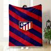 Red and Blue Striped Blanket with Crest Patterned Flannel Blanket Perfect for the Bedroom Living Room, Sofa, or a Little Nap