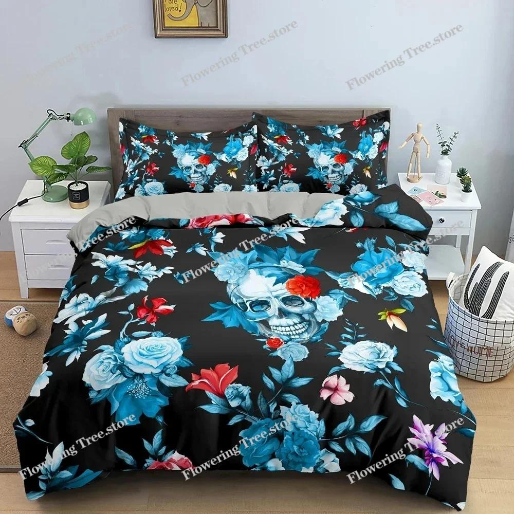Hot Style Soft Bedding Set 3d Digital Skull Printing Duvet Cover Set with Zipper Single Twin Double Full Queen King