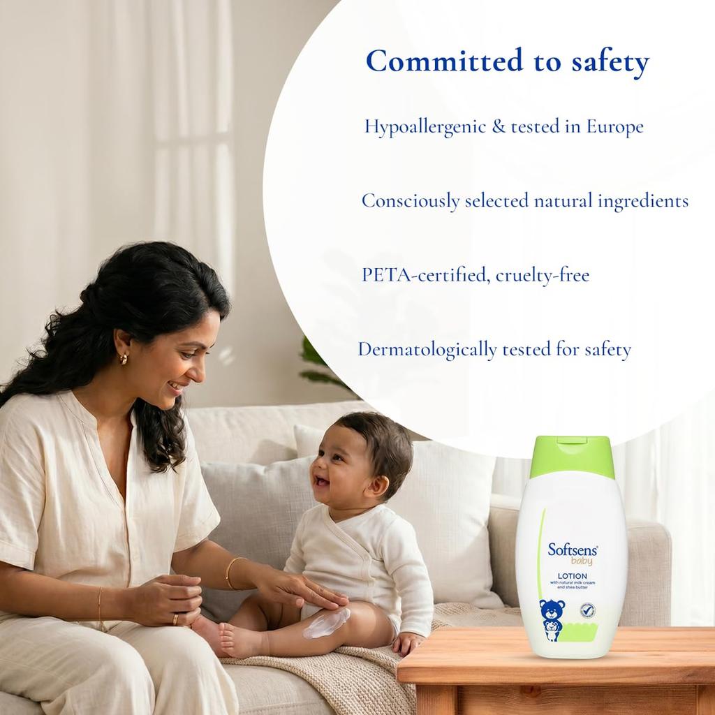 Softsens Baby Nourishing Lotion Milk Cream Shea Butter Gentle Daily Face Body Moisturizer Kids Sensitive Dry Skin 200ML