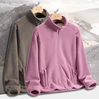 Thickened Warm Double-Sided Wear Loose Sport Fleece Jacket Unisex Wide Cut Jacket for Autumn Winter