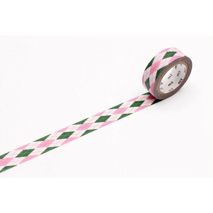 Masking Tape MT écossais rose/vert