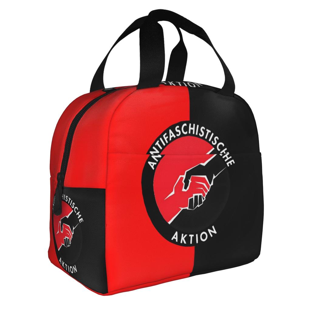 Antifa Scist Action Anti Racism Flag Insulated Lunch Bags for Women Portable Cooler Thermal Food Lunch Box School