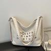 Portable Letter Printed Handbags Soft Retro Street Crossbody Bag Three Uses Canvas Bag  Work
