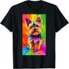 Bunter Pop Art Yorkie Yorkshire Terrier Haustierkunst T-Shirt