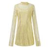 Women's Fashion Sexy Solid Stand Collar Sequin Loose Cloak Sleeve Dress